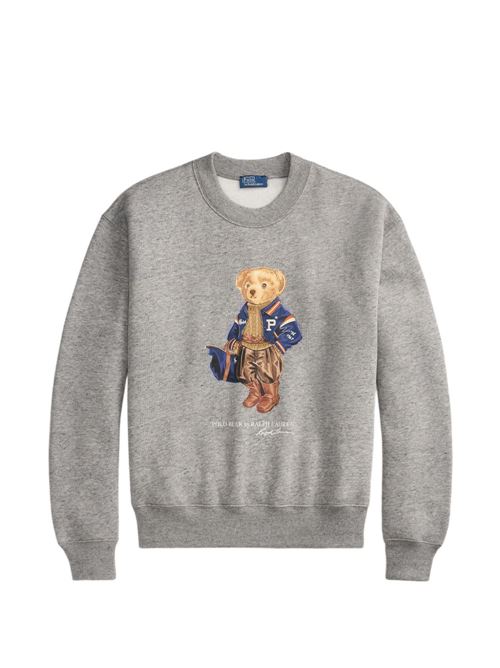 Felpa girocollo Polo Ralph Lauren da donna grigia con Polo Bear POLO RALPH LAUREN | 211B17788001